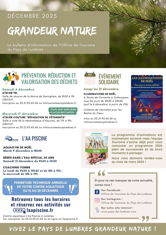 Prévention, réduction et valorisation des déchets ; centre aquatique ; événement solidaire