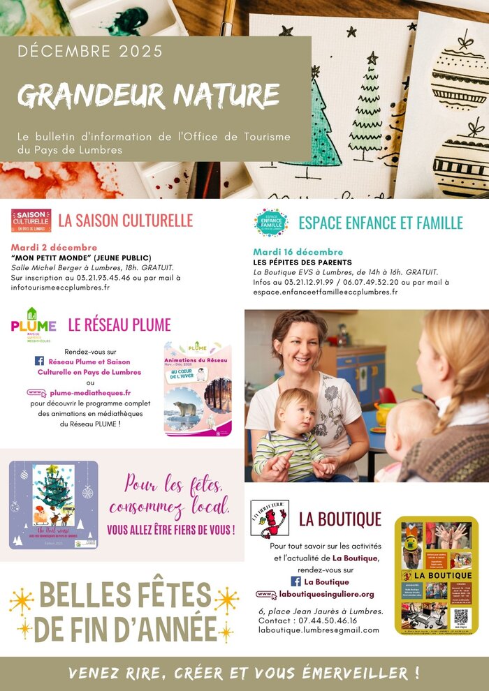 Saison culturelle ; réseau PLUME ; espace enfance et famille ; Boutique EVS